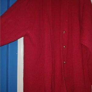 Red Button-Up Cardigan